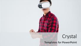  Presentation with cage - PPT theme featuring cage and wearing virtual reality background and a sky blue colored foreground