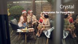  Presentation with sparkling - PPT theme having image-of-young-multiethnic-fiends background and a violet colored foreground