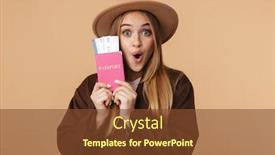  Presentation with passport travel - Presentation theme having image-of-young-optimistic-girl background and a tawny brown colored foreground