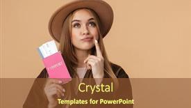  Presentation with passport travel - Slides with image-of-young-optimistic-girl background and a tawny brown colored foreground