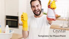  Presentation with cleansing - Colorful presentation design enhanced with image-of-young-optimistic-positive backdrop and a lemonade colored foreground