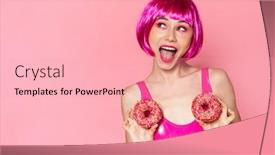  Presentation with donuts pink - Colorful PPT layouts enhanced with image-of-young-party-girl backdrop and a lemonade colored foreground