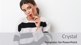  Presentation with lollipop - Presentation design consisting of image-of-young-pleased-woman background and a light gray colored foreground