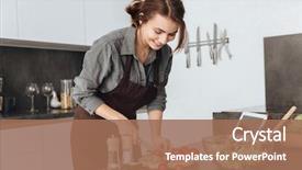  Presentation with avocado - Colorful presentation theme enhanced with image of young pretty woman backdrop and a coral colored foreground