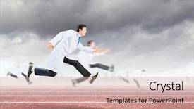  Presentation with baseball running the bases - Slide set featuring image of young running doctor background and a  colored foreground