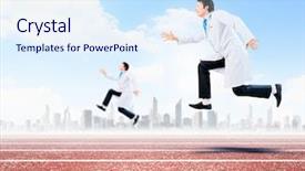  Presentation with running sock - Slide deck consisting of image of young running doctor background and a  colored foreground