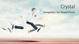  Presentation with running - PPT theme enhanced with image of young running doctor background and a  colored foreground