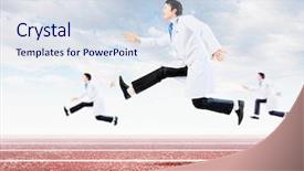  Presentation with running - Presentation theme featuring image of young running doctor background and a  colored foreground