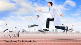  Presentation with running hours - Cool new presentation with image of young running doctor backdrop and a coral colored foreground