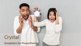  Presentation with loving hearts love heart candy - PPT theme with image of young screaming confused background and a  colored foreground