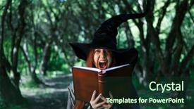  Presentation with environmental awareness gif image - Colorful theme enhanced with image of young screaming witch backdrop and a tawny brown colored foreground