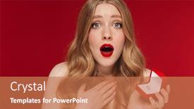  Presentation with lipstick - PPT theme featuring image-of-young-shocked-woman background and a coral colored foreground