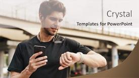  Presentation with city street - Presentation enhanced with image-of-young-sportsman background and a light gray colored foreground