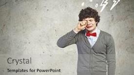  Presentation with special education young adult man - Presentation design enhanced with image-of-young-upset-man background and a light gray colored foreground