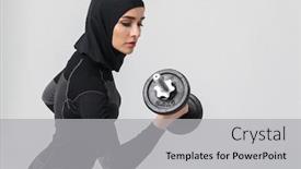  Presentation with muslim - PPT theme enhanced with muslimah - image of young woman fitness background and a light gray colored foreground