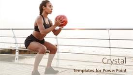  Presentation with workout - Colorful slide set enhanced with warm up - image of young woman backdrop and a lemonade colored foreground