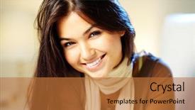  Presentation with real woman hair texture human - Slides featuring image of young woman background and a red colored foreground