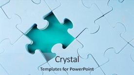  Presentation with last piece of puzzle - Presentation theme featuring image puzzel - missing puzzle piece closeup background and a light blue colored foreground