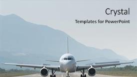  Presentation with anatomical position - Theme with image white passenger plane blue sky clouds - airplane on takeoff position background and a light gray colored foreground