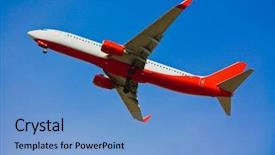  Presentation with america - Slide deck featuring image white passenger plane blue sky clouds - europe to america background and a  colored foreground