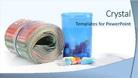  Presentation with tablets - PPT theme with images medication - extreme close-up image of tablets background and a arctic colored foreground