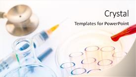  Presentation with test tubes - Slide deck enhanced with images medication - laboratory test tubes medical glassware background and a  colored foreground