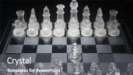  Presentation with chess pieces - Colorful PPT theme enhanced with images of transparent glass chess backdrop and a  colored foreground