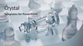  Presentation with chess pieces - Colorful slide deck enhanced with images of transparent glass chess backdrop and a light gray colored foreground