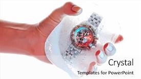  Presentation with frozen - Audience pleasing PPT theme consisting of images stop watch - concept image with frozen clock backdrop and a  colored foreground