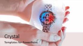  Presentation with frozen - Slides featuring images stop watch - concept image with frozen clock background and a  colored foreground
