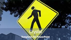  Presentation with pedestrian - PPT theme having images stop watch - pedestrian warning sign background and a ocean colored foreground