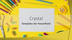  Presentation with education supplies - Presentation theme featuring imagine-of-various-office-supplies background and a light gray colored foreground