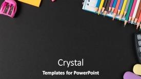  Presentation with education supplies - Theme consisting of imagine-of-various-office-supplies background and a dark gray colored foreground