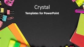  Presentation with education supplies - Slide deck featuring imagine-of-various-office-supplies background and a dark gray colored foreground