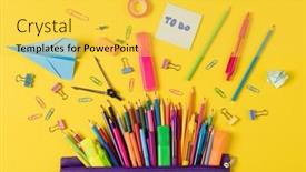  Presentation with education supplies - Presentation design enhanced with imagine-of-various-office-supplies background and a yellow colored foreground