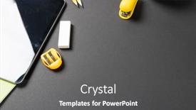  Presentation with education-supplies - Slide set with imagine-of-various-office-supplies background and a dark gray colored foreground