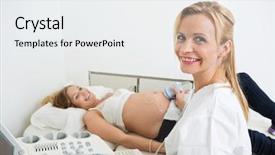  Presentation with metabolic syndrome doctor examining - Audience pleasing theme consisting of imaging equipment - portrait of young female doctor backdrop and a white colored foreground