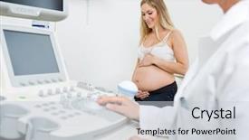  Presentation with ultrasound machine - PPT layouts with philadelphia city rooftop view background and a light gray colored foreground