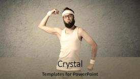  Presentation with elegant man in glasses optics - Cool new theme with imagining he has big muscle backdrop and a coral colored foreground