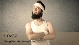  Presentation with glasses - Beautiful PPT layouts featuring imagining he has big muscle backdrop and a  colored foreground