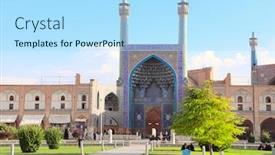  Presentation with quran - PPT theme having imam-mosque-on-naqsh-e background and a light blue colored foreground