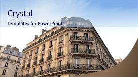  Presentation with apartment - PPT theme enhanced with paris apartment block background and a light blue colored foreground