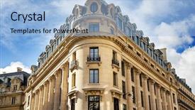  Presentation with paris france - PPT layouts featuring batiment - typical parisian architecture background and a light blue colored foreground