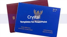  Presentation with permit - Cool new slide deck with immigrant employment - blue thai work permit book backdrop and a royal blue colored foreground