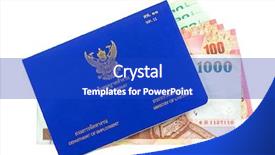  Presentation with permit - Slide deck featuring immigrant employment - blue thai work permit book background and a royal blue colored foreground