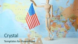  Presentation with american flag - Beautiful PPT theme featuring immigrant employment - word visa american flag human backdrop and a sky blue colored foreground