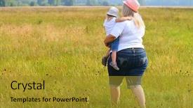  Presentation with mother and child health care - Slides consisting of immigrant training - overweight mother with her child background and a gold colored foreground