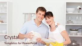  Presentation with china clothes washing - Theme with immigrant workers - couple washing dishes together background and a lemonade colored foreground