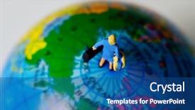  Presentation with traveler - Audience pleasing PPT layouts consisting of immigrant workers - miniature traveler woman seen backdrop and a ocean colored foreground