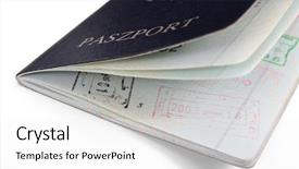  Presentation with passport - Presentation with immigration canada - polish passport isolated on white background and a  colored foreground